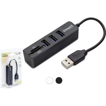 Hadron HDX7009 USB-A 2.0 3XUSB 2.0 HUB+SD/TF Kart Okuyuculu Siyah USB Çoklayıcı