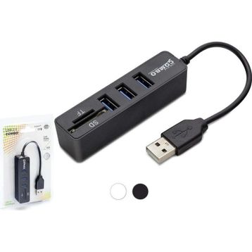 Hadron HDX7009 USB-A 2.0 3XUSB 2.0 HUB+SD/TF Kart Okuyuculu Siyah USB Çoklayıcı
