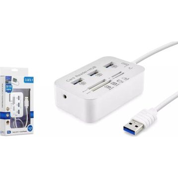 Hadron HDX7028 USB-A 3.1 3XUSB 3.0 HUB+MS/SD/M2/TF Kart Okuyuculu Beyaz USB Çoklayıcı Döştürücü