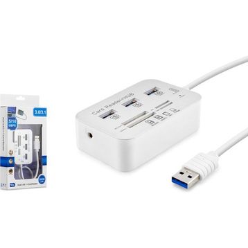 Hadron HDX7028 USB-A 3.1 3XUSB 3.0 HUB+MS/SD/M2/TF Kart Okuyuculu Beyaz USB Çoklayıcı Döştürücü