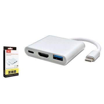 Hadron HDX7764 Type-C USB 3.0+Type-C+HDMI 4K 30Hz 3 in 1 Dönüştürücü Adaptör