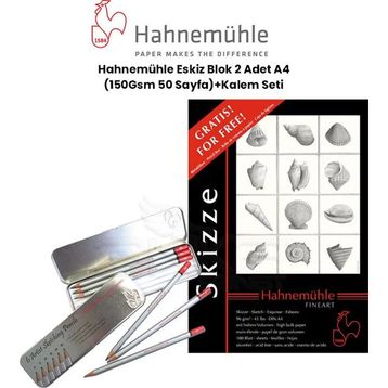 Hahnemühle Eskiz Blok 2 Adet A4 100 Yaprak 150 gr + Kalem Seti