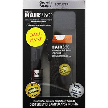 Hair 360 Men's GF Booster Erkek Tipi Saç Dökülmesine Karşı 150 ml Şampuan + 50 ml Sprey