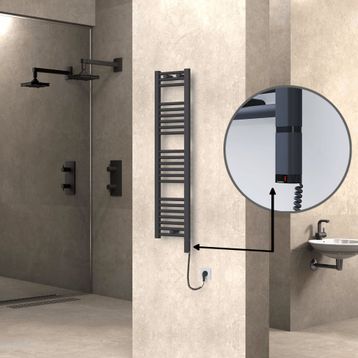 Haiti 300x1200 Düz Antrasit Texture KTX3 Termostat 300 watt Elektrikli Havlupan