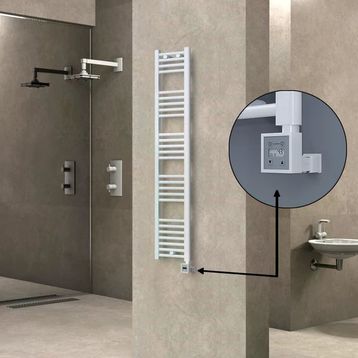Haiti 300x1500 Düz Beyaz Parlak KTX3 Termostat 600 Watt Elektrikli Havlupan