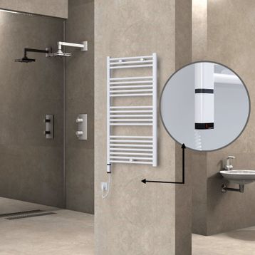 Haiti Elektrikli 600 Watt 600x1100 cm Düz Beyaz Oned On Off Termostatlı Sol Havlupan