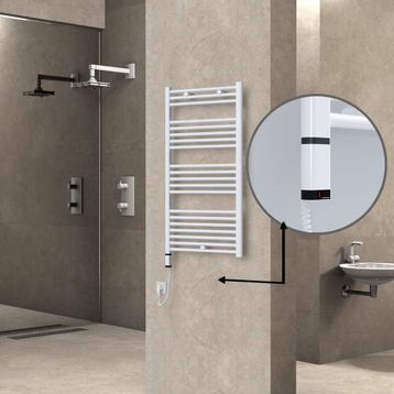 Haiti Elektrikli 600 Watt 600x1100 cm Düz Beyaz Oned On Off Termostatlı Sol Havlupan