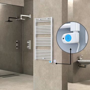 Haiti Elektrikli 600 Watt 600x1200 cm Düz Beyaz Musa Termostatlı Havlupan