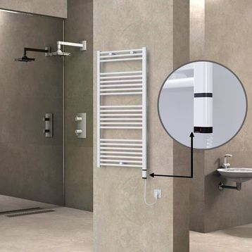 Haiti Elektrikli 600 Watt 600x1200 cm Düz Beyaz Oned On Off Termostatlı Sağ Havlupan