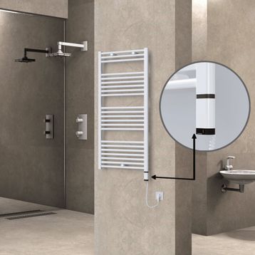 Haiti Elektrikli 600 Watt 600x1200 cm Düz Beyaz Oned On Off Termostatlı Sağ Havlupan