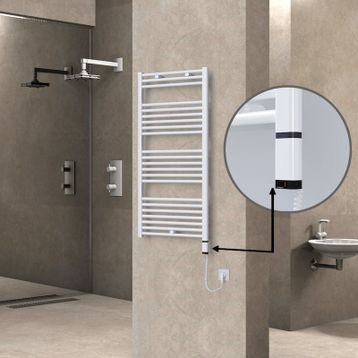 Haiti Elektrikli 600 Watt 600x1200 cm Düz Beyaz Oned On Off Termostatlı Sağ Havlupan