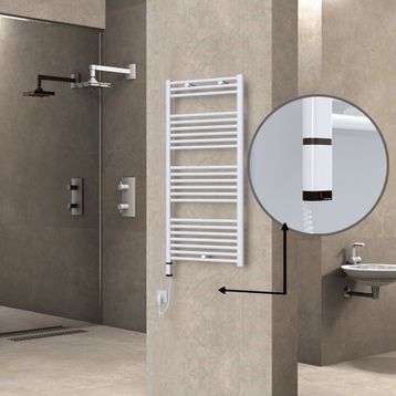 Haiti Elektrikli 600 Watt 600x1200 cm Düz Beyaz Oned On Off Termostatlı Sol Havlupan