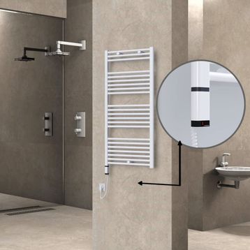 Haiti Elektrikli 600 Watt 600x1200 cm Düz Beyaz Oned On Off Termostatlı Sol Havlupan