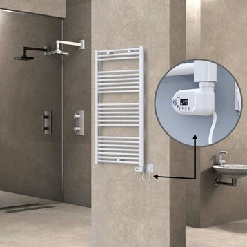 Haiti Elektrikli 600 Watt 600x1200 cm Düz Beyaz Thesis Termostatlı Havlupan