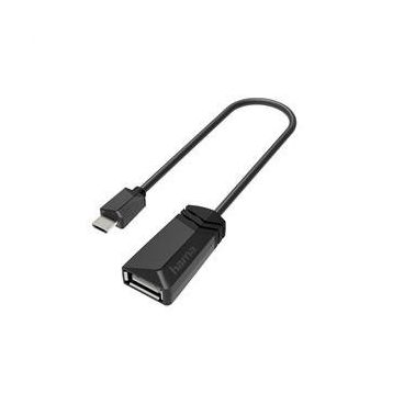 Hama HM.200308 Siyah Adaptör USB B Micro Fiş - USB A Soket Altın Uç Kablo