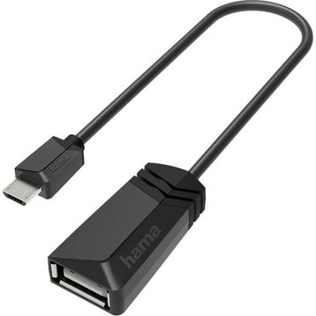 Hama HM.200308 Siyah Adaptör USB B Micro Fiş - USB A Soket Altın Uç Kablo