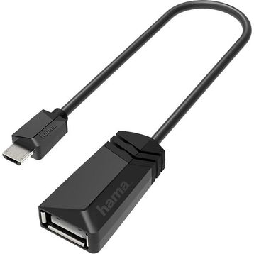 Hama HM.200308 Siyah Adaptör USB B Micro Fiş - USB A Soket Altın Uç Kablo