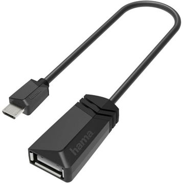 Hama HM.200308 Siyah Adaptör USB B Micro Fiş - USB A Soket Altın Uç Kablo