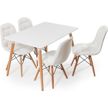 Hamdeko Eames Beyaz Masa Sandalye Takımı