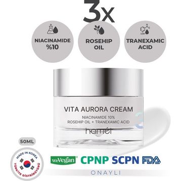 Hamel 3X Vita Aurora Cream %10 Niacinamide 50 ml Koyu Leke Karşıtı Cilt Tonu Eşitleyici Krem