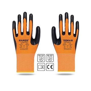 Handy HN-16 Nitril Kaplama 9/L Sanayi Usta Eldiveni Koruyucu Eldiven