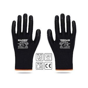 Handy HN-99 Nitril Kaplama Siyah No: 10/XL Sanayi Usta Eldiveni Koruyucu Eldiven