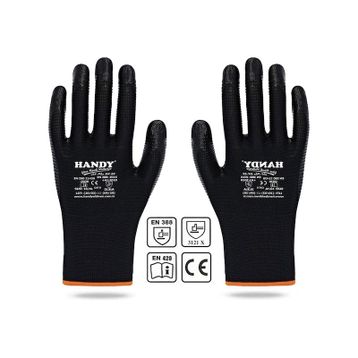 Handy HN-99 Nitril Kaplama Siyah No: 10/XL Sanayi Usta Eldiveni Koruyucu Eldiven