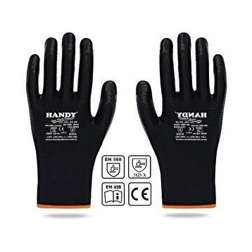 Handy HN-99 Nitril Kaplama Siyah No: 10/XL Sanayi Usta Eldiveni Koruyucu Eldiven