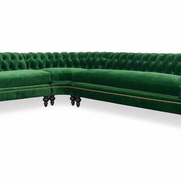 Hanel Mobilya English Chesterfield Yeşil Kadife Chester Köşe Koltuk Takımı
