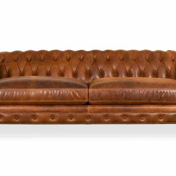 Hanel Mobilya Klasik Chesterfield 3 Kişilik Kahve Suni Deri Chester Kanepe