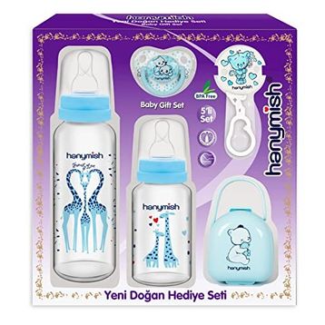 Hanymish Yenidoğan Cam 5'li Mavi Hediye Seti