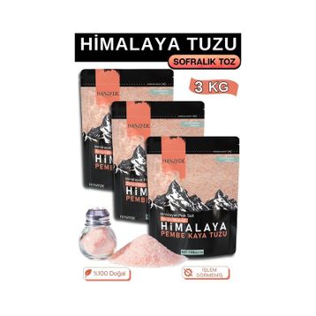 Hanzade Bitkisel 1 kg Granül Pembe Himalaya Tuzu (3 adet)