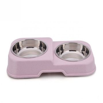 Haoer Pembe Kedi Köpek Çelik Kaseli Mama ve Su Kabı
