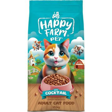 Happy Farm Kokteyl 15 kg Yetişkin Kuru Kedi Maması