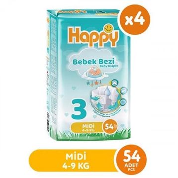 Happy No:3 Midi 216 Adet Bebek Bezi