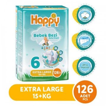 Happy No:6 XLarge 126 Adet Bebek Bezi