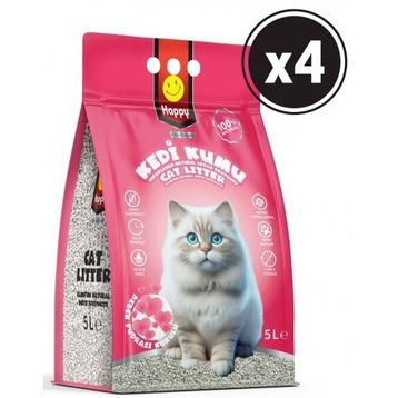 Happy Topaklanan Bentonit Bebek Pudralı 4x5 lt Kedi Kumu