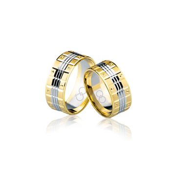 Harem Altın 4002-1 Sarı Beyaz Altın Alyans