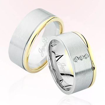 Harem Altın 5107 Sarı Beyaz Bombeli Altın Alyans