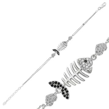 Harem Altın BR0460173 Kalpli Balık Gümüş Kadın Bileklik