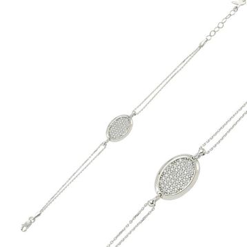 Harem Altın BR0460299 Oval Beyaz Taşlı Gümüş Kadın Bileklik
