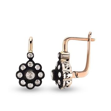 Harem Altın EK13 0.39 ct Elmas Zümrüt Pırlanta Küpe