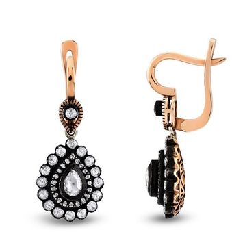 Harem Altın EK28 0.94 ct Elmas Zümrüt Pırlanta Küpe