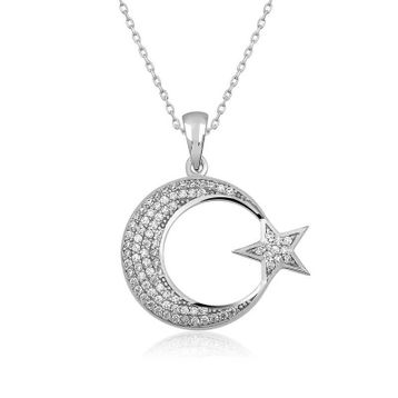Harem Altın Gümüş Ay Yıldız Kadın Kolye