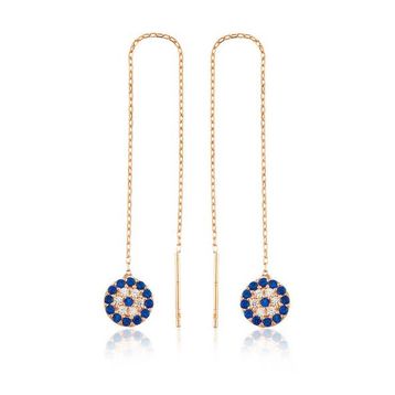 Harem Altın Gümüş Nazar Zincirli Küpe