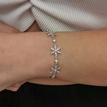 Harem Altın Gümüş Pembe Lotus Çiçeği Bileklik
