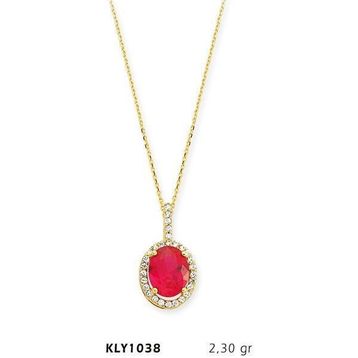 Harem Altın KLY1038 14 Ayar Altın Kırmızı Taşlı Kolye