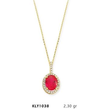 Harem Altın KLY1038 14 Ayar Altın Kırmızı Taşlı Kolye