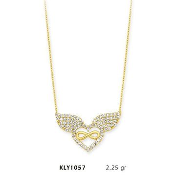 Harem Altın KLY1057 14 Ayar Altın Melek Kanadı Kalp Kolye