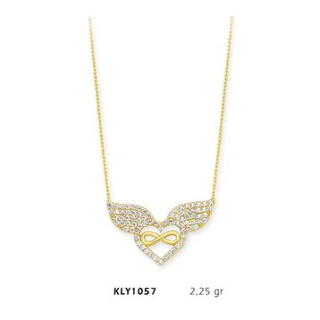 Harem Altın KLY1057 14 Ayar Altın Melek Kanadı Kalp Kolye
